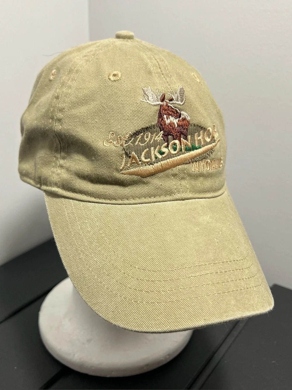 Vintage Ouray Jackson Hole Wyoming Moose Beige Hat Adult OSFA